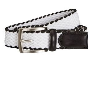 Walter Hagen Men's Basket Weave Stretch Golf Belt white/black size M NWT